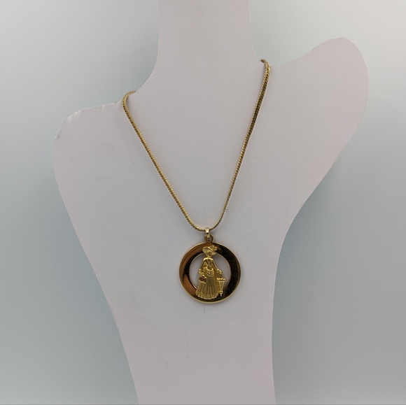 Avon Mrs. Albee Pendant 10K Gold Filled On 14K GF Flat Curb Chain 15" Vintage - Picture 4 of 13